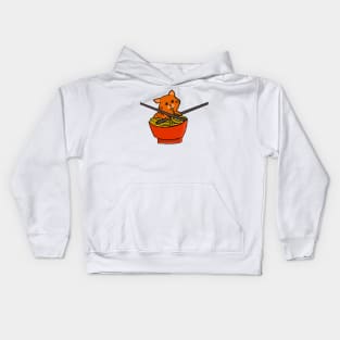 Cat With Ramen Kids Hoodie